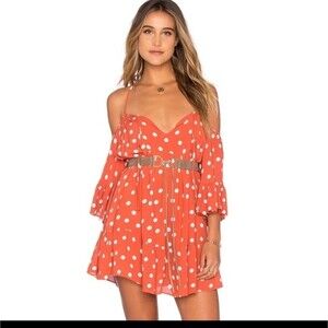 Tularosa Hattie In Roselle Bohemian Polka Dot Ruffled Mini Dress Size XS